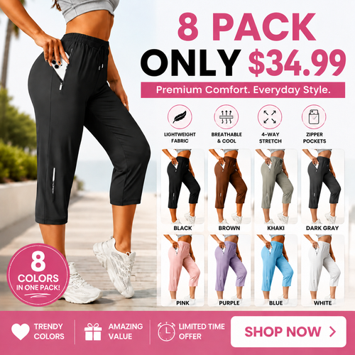 Women’s ice silk breathable high-stretch capri pants