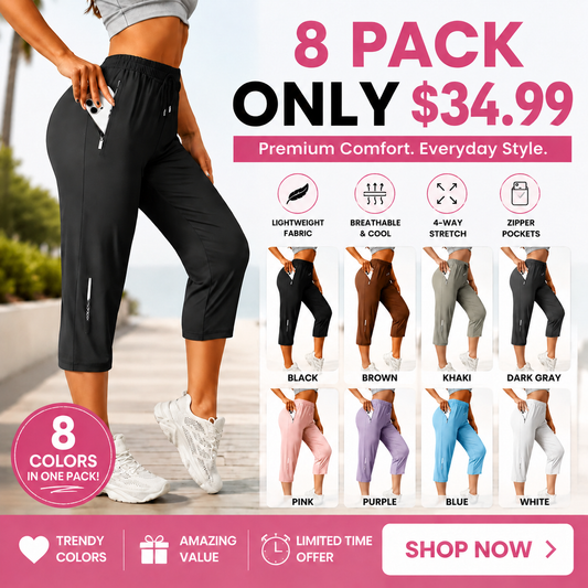 Women’s ice silk breathable high-stretch capri pants